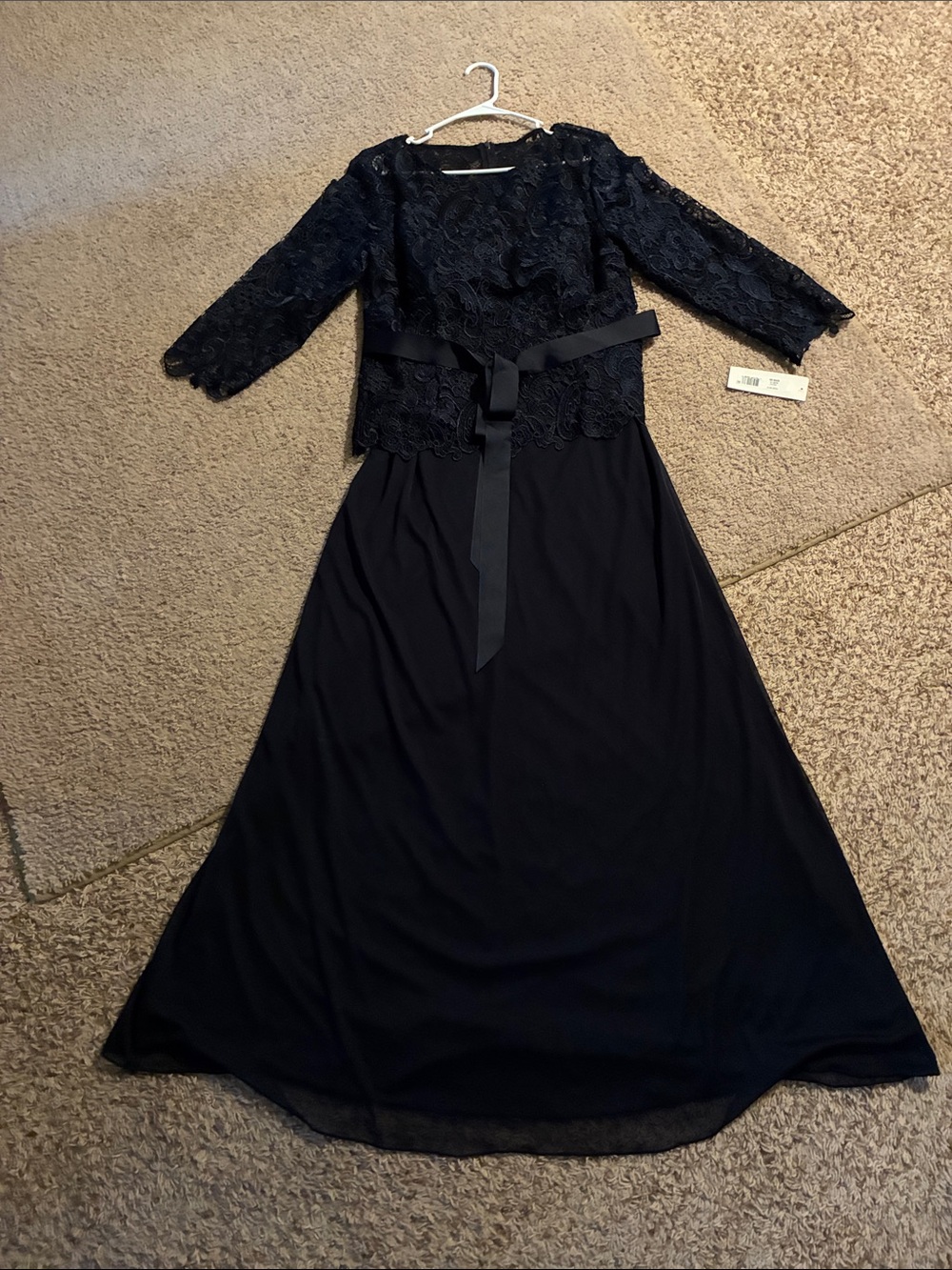 Patra ltd evening gown size 14 Collections Navy Lace Top Formal Gown with Sash
